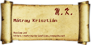 Mátray Krisztián névjegykártya